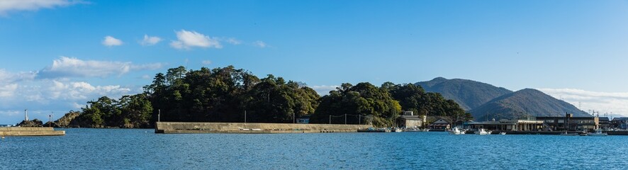 日本　福井県大飯郡高浜町の高浜漁港と城山公園