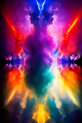 Naklejka na ściany i meble AI Digital Illustration Colourful Symmetric Clouds Background