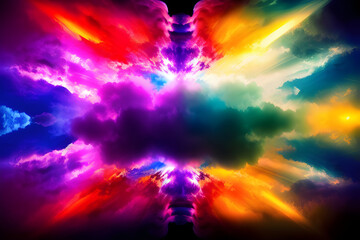 AI Digital Illustration Colourful Symmetric Clouds Background