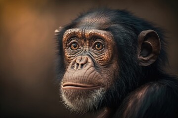 Fototapeta premium The head of a monkey remains in the forest. generative ai