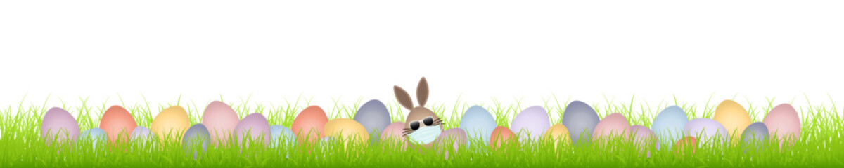 Osterwiese Braunes Hasenei Maske Sonnenbrille & 28 Bunte Ostereier