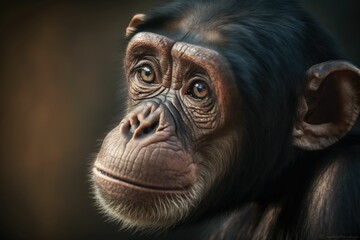 The head of a monkey remains in the forest. generative ai