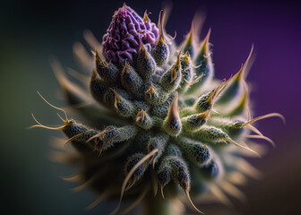 Naklejka na ściany i meble Cannabis Flower. Marijuana bud Macro shot. High detail closeup. Ai generative
