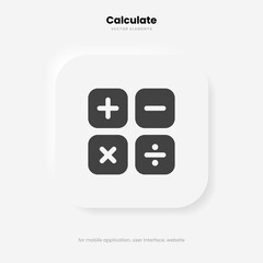 Calculator icon vector on white background. Savings, finances sign. Economy calculate. Four operations, multiplication, addition, subtraction, dividing, division. For UI, UX, website, mobile app. 