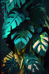 Electric Jungle - Glowing Abstract Art - Acrylic Painting - Generative AI