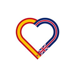 : unity concept. heart ribbon icon of spain and united kingdom flags. PNG