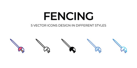 fencing Icon Design in Five style with Editable Stroke. Line, Solid, Flat Line, Duo Tone Color, and Color Gradient Line. Suitable for Web Page, Mobile App, UI, UX and GUI design.