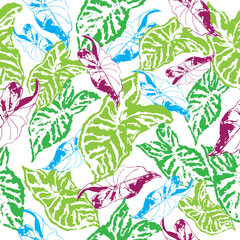 Heart Leaves Vector Repeat Pattern 1