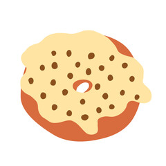 Donut in cartoon flat style