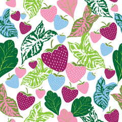 Heart Leaves Vector Repeat Pattern 2