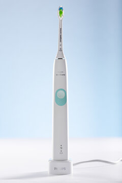 Philips Sonicare 4300 electric toothbrush isolated in a studio shot.