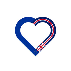 unity concept. heart ribbon icon of european union and united kingdom flags. PNG