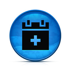Add new schedule icon on classy splash blue round button illustration