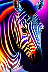 Fototapeta na wymiar 3D Zebra Colorful collage in colorful background. 3D Illustration