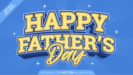 Editable text effect Happy Father's Day template style premium vector