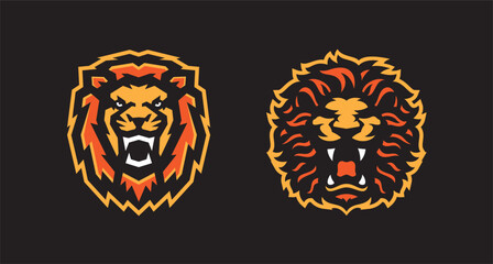 Lion Logo Set. Premium Lion mascot Design Collection. Angry Lion Vector Illustration.