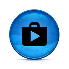 Obraz premium Shop icon on classy splash blue round button illustration