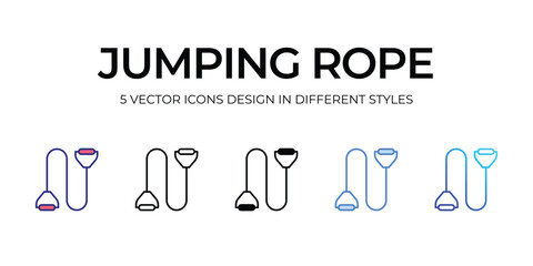 jumping rope Icon Design in Five style with Editable Stroke. Line, Solid, Flat Line, Duo Tone Color, and Color Gradient Line. Suitable for Web Page, Mobile App, UI, UX and GUI design.