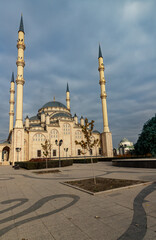 Fototapeta na wymiar Akhmat Kadyrov Heart of Chechnya Mosque. Sights of Grozny.