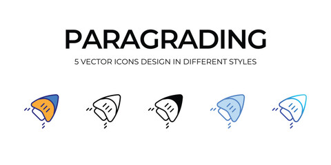 paragliding Icon Design in Five style with Editable Stroke. Line, Solid, Flat Line, Duo Tone Color, and Color Gradient Line. Suitable for Web Page, Mobile App, UI, UX and GUI design.