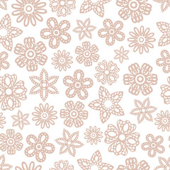 Flower paper cut pattern. White flowers ornament background. Spring symbol. Paper cut style vector illustration. Flowers print, backdrop. Daisy children style color flower. Doodle Floral ornament. 