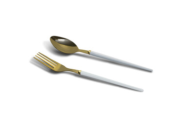 spoon and fork on a white background,with clipping path