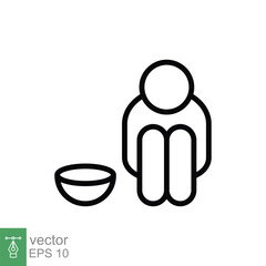 Poverty line icon. Simple outline style. Homeless, beggar, hunger and poor concept. Vector illustration isolated on white background. EPS 10.