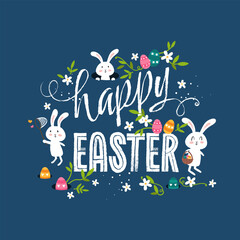 Lovely hand drawn easter designs with text 