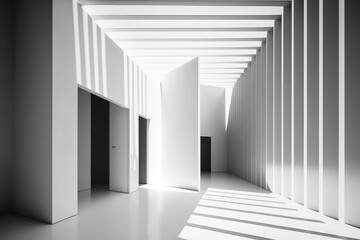 White minimalistic striped interior, abstract background. Generative AI