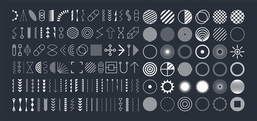 Icon set in thin line style. Collection of different graphic elements for design. Vector illustration for web, mobile or ui.