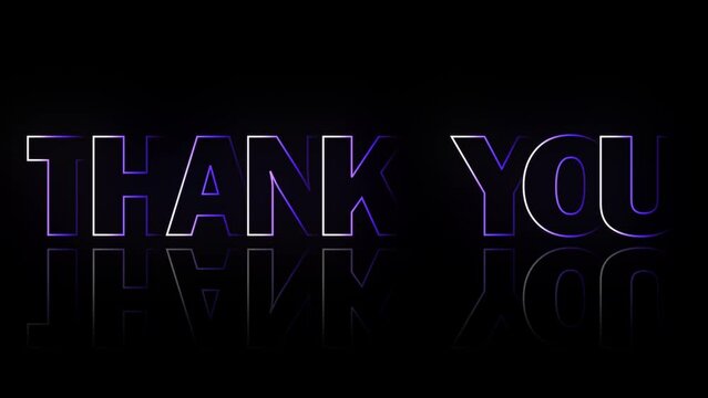 THANK YOU lettering - stroke text reveal animation under changing colours on black background