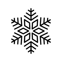 Snowflake vector icon. Black vector element isolated on white background.