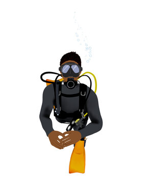 Male scuba diver  hand drawing illustration Transparent PNG