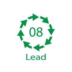 Battery recycling symbol 8 Lead , battery recycling code 8 Lead