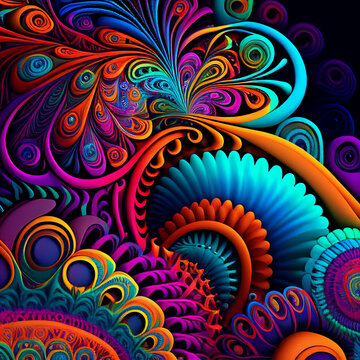 frattali sfondo, neon, generative ai