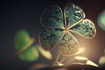 Clovers background on St. Patrick's Day. Generative AI