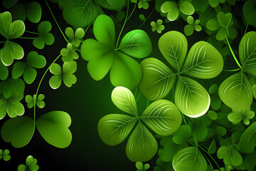 Clovers background on St. Patrick's Day. Generative AI