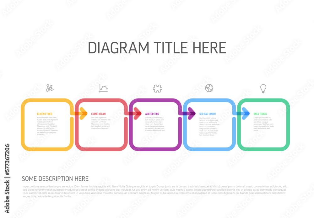 Poster minimalistic five steps diagonal elements template with squares