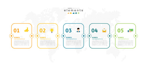 Infographic design template. timeline with icons and 5 options or steps. Can be used for process, presentations, layout, banner, web design vector illustration.