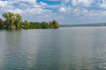 Obraz premium ukrainian autumnal landscape with Sura river fall in Dnipro one