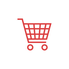 Shopping cart vector red icon