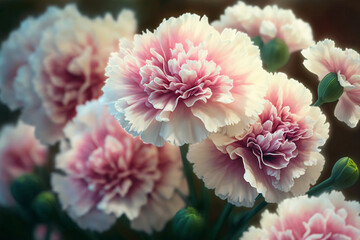 Pink and white carnation flowers, Spring Flower, Generative AI