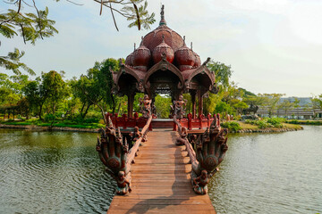 Ancient Siam Park (Ancient City, Muang Boran), Sanphet Prasat Palace, Ayutthaya. Inside the temple,...