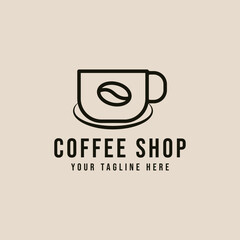 coffee shop with line art style logo vector icon design. business symbol template illustration
