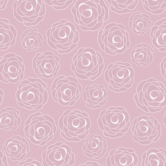 Spring colorful vector illustration with pink roses. Cartoon style. Design for fabric, textile, paper. Holiday print for Easter, Birthday, 8 March. Flowers with leaves