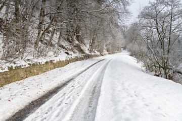 Snow covered lane in the Scottish Borders in the United Kingdom