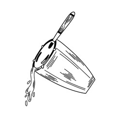  Shaker with a hawthorne strainer. Illustration of straining a drink through a strainer.