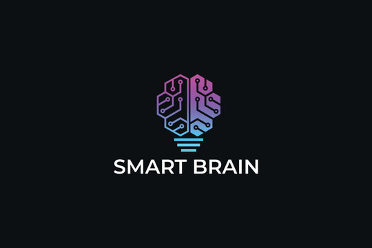 Bulb and smart brain logo design template