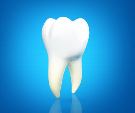 Human tooth on scientific background. 3d illustration