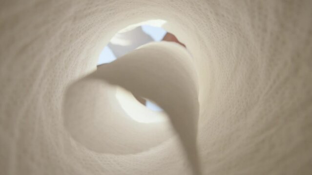Man hand pulling a lot of toilet paper, Close-up select focus. Healthcare, reuse, reduce, and recycle concept.